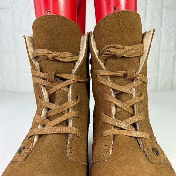 Bearpaw Women’s Krista Hickory Suede Lace Up Boots US 9 Brown Wedge Lined Boots - Picture 12 of 15